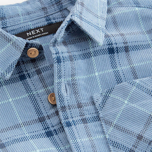 Blue Check Corduroy Long Sleeve Shirt (3mths-6yrs)