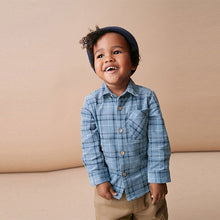 Load image into Gallery viewer, Blue Check Corduroy Long Sleeve Shirt (3mths-6yrs)
