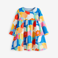 Load image into Gallery viewer, Multicolored Long Sleeve Jersey Dress (3mths-6yrs)
