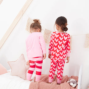 Red/Pink Love Heart Pyjamas 2 Pack (9mths-8yrs)