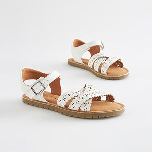 White Scallop Detail Sandals (Older Girls)