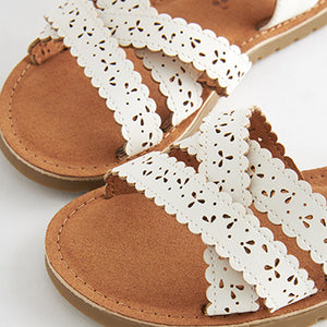 White Scallop Detail Sandals (Older Girls)