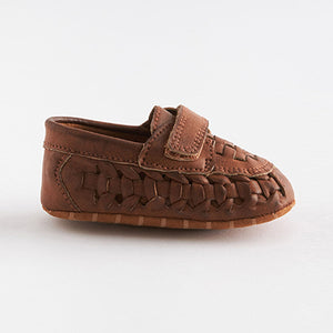 Tan Brown Woven Loafer Baby Shoes (0-18mths)