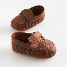 Load image into Gallery viewer, Tan Brown Woven Loafer Baby Shoes (0-18mths)

