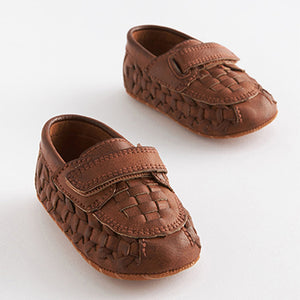 Tan Brown Woven Loafer Baby Shoes (0-18mths)