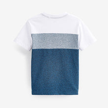 Load image into Gallery viewer, Blue/White Textured Colourblock Short Sleeve T-Shirt (3-12yrs)
