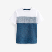 Load image into Gallery viewer, Blue/White Textured Colourblock Short Sleeve T-Shirt (3-12yrs)
