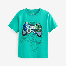 Load image into Gallery viewer, Teal Bleu Gaming Controller Flippy Sequin Short Sleeves T-Shirt (3-12yrs)
