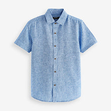 Load image into Gallery viewer, Blue Short Sleeve Linen Blend Shirt (3-12yrs)
