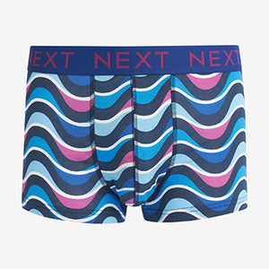 Navy Wave Print 4 Pack Hipsters