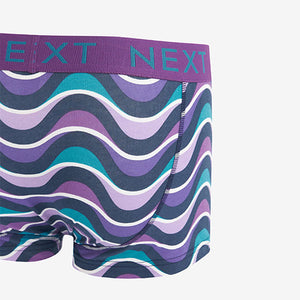 Navy Wave Print 4 Pack Hipsters