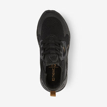 Load image into Gallery viewer, Black/Gold Fusion Elastic Lace Trainers (Older Boys
