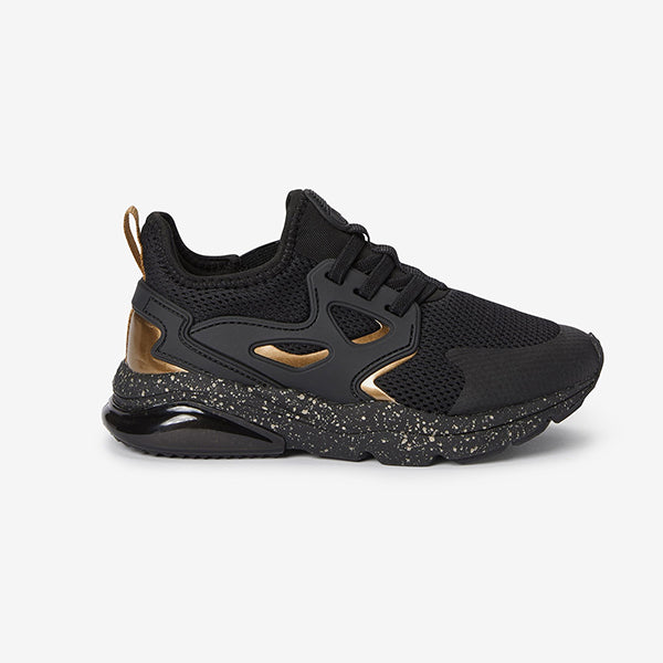 Black/Gold Fusion Elastic Lace Trainers (Older Boys