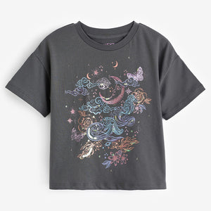 Charcoal Grey Sequin Celestial T-Shirt (3-12yrs)