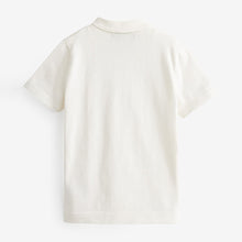 Load image into Gallery viewer, White Short Sleeve Textured Zip Neck Polo Shirt (3-12yrs)
