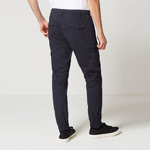 Load image into Gallery viewer, Navy Blue Slim Stretch Utility Cargo Trousers
