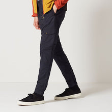 Load image into Gallery viewer, Navy Blue Slim Stretch Utility Cargo Trousers
