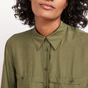 Khaki Green Long Sleeve Utility Shirt