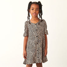 Load image into Gallery viewer, Animal Print Ruched Sleeve Dress (3-12yrs)
