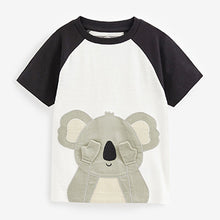 Load image into Gallery viewer, Black / White Koala Short Sleeve Interactive T-Shirt (9mths-6yrs)
