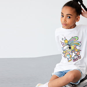 White Bunny Rock It Oversized Graphic T-Shirt (3-12yrs)