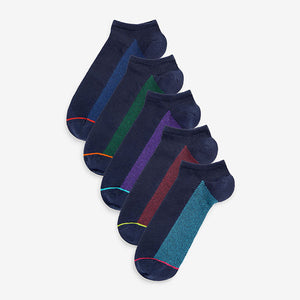 Navy Herringbone Footed Pack Trainer Socks