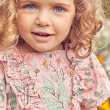 Load image into Gallery viewer, Pink Floral Printed Puff Sleeves Dress (3mths-6yrs)
