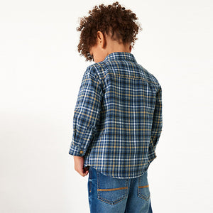 Blue Long Sleeve Check Shirt (3mths-6yrs)