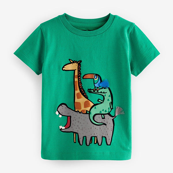 Green Animal Stack Short Sleeve Interactive T-Shirt (3mths-6yrs)