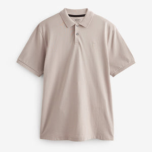 Neutral Regular Fit Short Sleeve Pique Polo Shirt