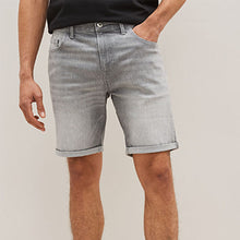 Load image into Gallery viewer, Light Grey Stretch Denim Shorts
