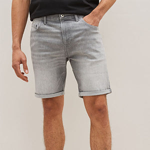 Light Grey Stretch Denim Shorts