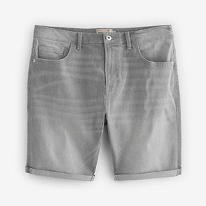 Light Grey Stretch Denim Shorts