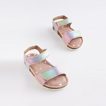 Load image into Gallery viewer, Pink Rainbow Corkbed Sandals (Younger Girls)
