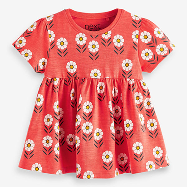 Red Geo Floral Cotton T-Shirt (3mths-6yrs)