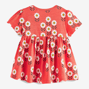 Red Geo Floral Cotton T-Shirt (3mths-6yrs)