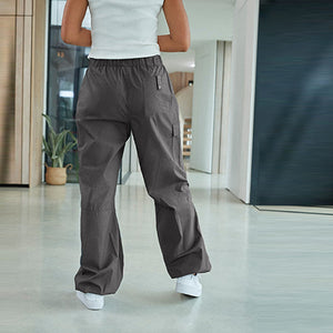 Charcoal Grey Parachute Cotton Cargo Trousers