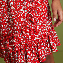 Load image into Gallery viewer, Red/ White Ditsy Easy Pull On Jersey Skirt (3-12yrs)
