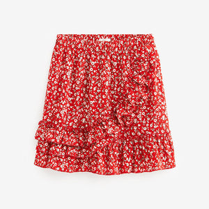 Red/ White Ditsy Easy Pull On Jersey Skirt (3-12yrs)