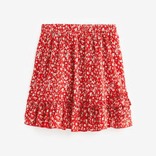 Load image into Gallery viewer, Red/ White Ditsy Easy Pull On Jersey Skirt (3-12yrs)
