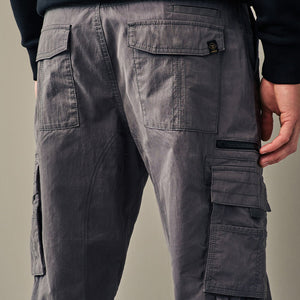 Grey Long Length Belted Cargo Shorts