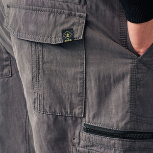 Grey Long Length Belted Cargo Shorts