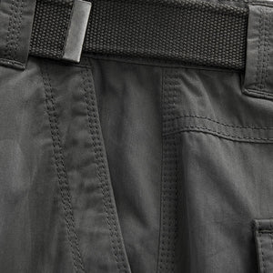 Grey Long Length Belted Cargo Shorts