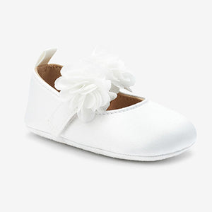 White Satin Bridesmaid Collection Corsage Occasion Baby Shoes (0-12mths)