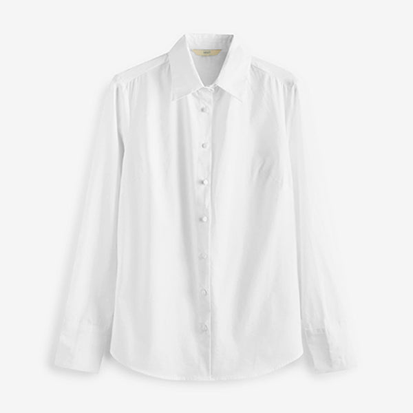 White Fitted Cotton Formal Shirt