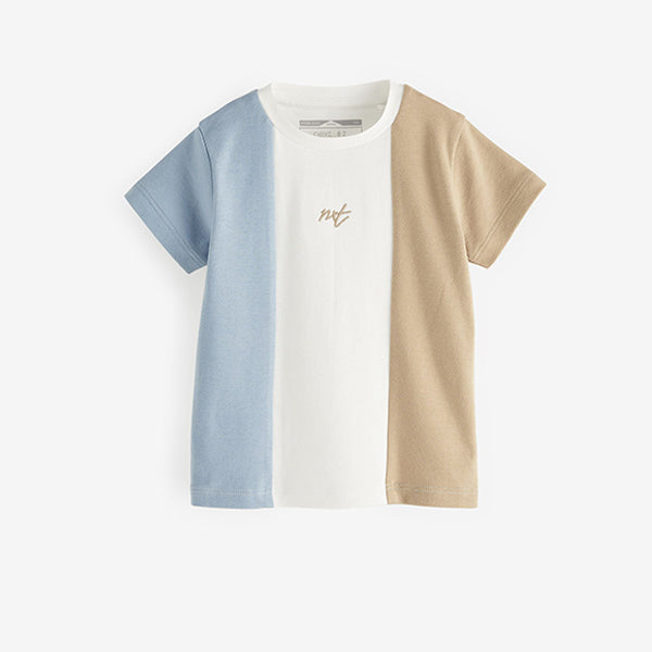 Blue/White Short Sleeve Colourblock T-Shirt (3mths-6yrs)