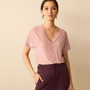 Blush Pink Modal Rich Premium V-Neck T-Shirt