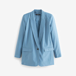 Blue Relaxed Fit Single Breasted Blazer