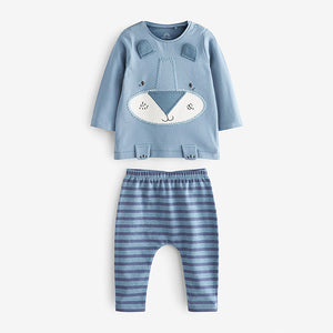 Lion Blue Applique Baby T-Shirt And Leggings 2 Piece Set (0-18mths)