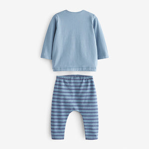 Lion Blue Applique Baby T-Shirt And Leggings 2 Piece Set (0-18mths)